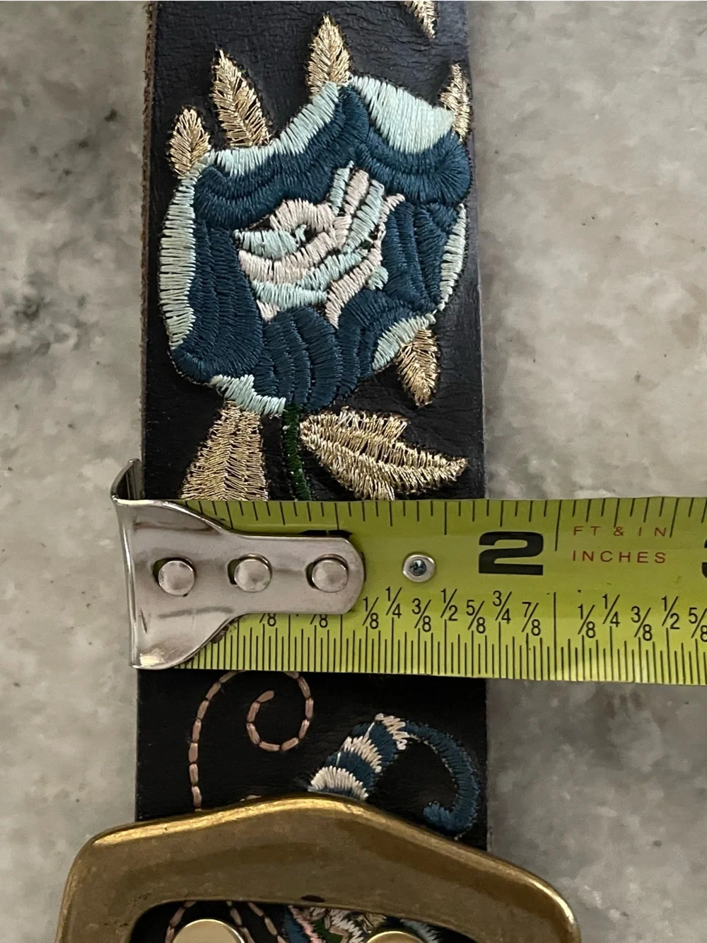 Vintage Lucky Brand Embroidered Leather Belt